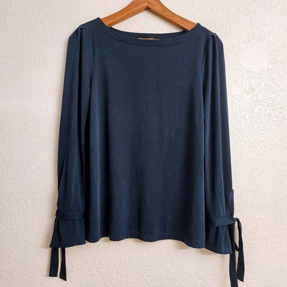 NWOT Banana Republic Teal Top w/ Bow Tie wrist details: Feminine Flattering: XS